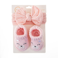 Lot de chaussettes et bandeaux pour nouveau-nés en coton, motif dessin animé mignon, couleur unie, pour la vente en gros