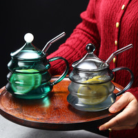 Mug isotherme en verre borosilicate haute résistance avec couvercle en paille, motif sapin de Noël coloré, plusieurs couleurs disponibles pour le café