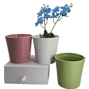 Usine en gros nordique rayé en céramique <span class=keywords><strong>orchidée</strong></span> <span class=keywords><strong>Pot</strong></span> minimaliste créatif papillon planteur <span class=keywords><strong>pour</strong></span> jardin plantes fleur <span class=keywords><strong>pot</strong></span> couvre - Product Image 3