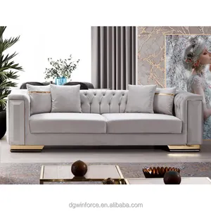 Living Room Modern Couches Wholesale Upholstered Lounge Chaise Luxury Microfiber nailled Tufted Sofas For Home Furniture