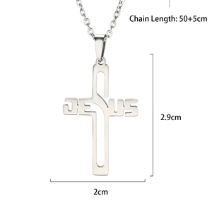 Collana Trendy con Ciondolo a Croce in Acciaio Inox Placcato Oro 18K per Uomo e <span class=keywords><strong>Donna</strong></span>, Regalo di Natale per Amici e Parenti - Product Image 2