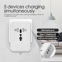 Adaptador de Corriente Universal de Viaje de 17W-3.4A, Enchufe con Corriente Nominal de 6A con Toma de Corriente para UE/Reino Unido/EE. UU./Australia, Más de 200 Países para Viajar