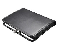 Carpeta de Piel Sintética A4 con Cierre, Negra, para Documentos, Portafolio para Hombre, Carpeta con Cierre para Archivos, OEM y ODM China SKU-F-239
