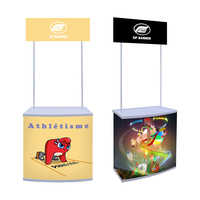 Table promotionnelle pliable portable en plastique avec cadre en aluminium, comptoir promotionnel pour expositions, marchés, affichage publicitaire, logo personnalisé