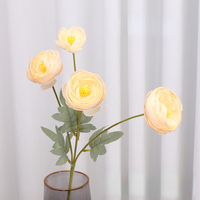 Ranunculus artificiel réaliste fait main à 4 têtes, lotus en soie, rose thé pour mariage, Thanksgiving et fête des Mères