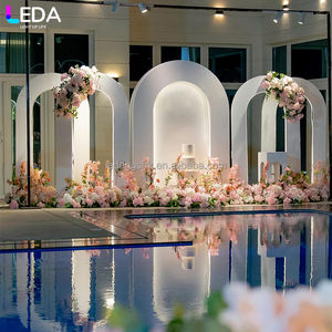 LEDA Ensemble personnalisable de 5 pièces, arche carrée blanche, toile de fond en PVC acrylique, décoration de scène de mariage - Product Image 1