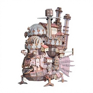 Kit de puzzle 3D en bois DIY du Château Ambulant d'Howl avec moins de 50 pièces, modèle de collection d'anime <span class=keywords><strong>Miyazaki</strong></span>, cadeau pour adultes et adolescents - Product Image 1