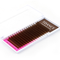 Extensions de cils individuels en éventail, volume intense, couleur brun foncé, en fibre PBT coréenne, faites à la main, vegan et sans cruauté, ton chaud, qualité supérieure