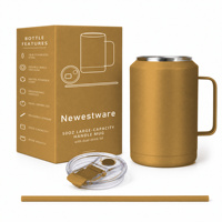 Gobelet isotherme personnalisé avec logo, 50 oz, avec poignée et double couvercle, tasse à vide en acier inoxydable 18/8, OEM