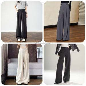 <span class=keywords><strong>Pantalon</strong></span> large décontracté taille haute rétro pour <span class=keywords><strong>femme</strong></span>, personnalisé, à la mode, printemps-été, avec poches, grandes tailles - Product Image 4