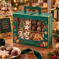 Weihnachtsszenen-Schaufensterdekoration mit Tragegriff, Goldton-Verzierung, OEM Papierpräsentationsbox, Stabile Geschenkbox