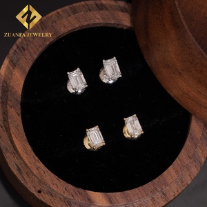 Boucles d'oreilles clous Zuanfa en or 10K avec diamant de laboratoire NGIC VVS, sertissage griffe, bijoux fantaisie pour femme - Product Image 3