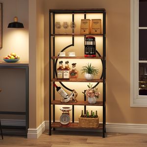 Estantería Industrial de 70.9 Pulgadas, Librería Alta de 6 Niveles con Estantes Abiertos, Estantería Metálica Decorativa para Almacenamiento de Libros HOG - Product Image 3