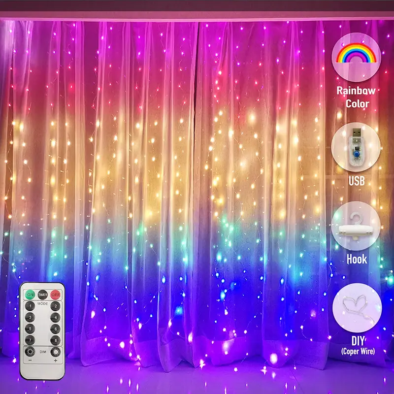 Newish Twinkle Fairy Bunte dekorative Girlande Vorhang LED-Lichter