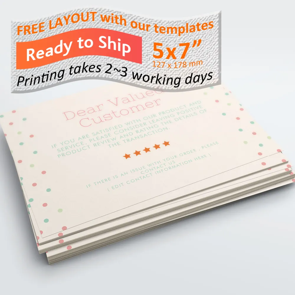 Templates 5x7inch Custom Matt Gift Card Flyer Hangtag Templates Available