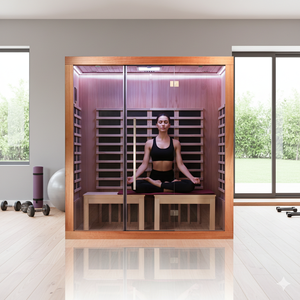 Cabine de sauna infrarouge lointain moderne pour 3-4 personnes avec ioniseur en bois de pruche pour la perte de poids et le soulagement de la douleur, utilisation intérieure pour salle de sport - Product Image 1