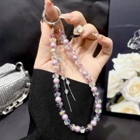 Nouvelle chaîne de téléphone portable perlée avec nœud, porte-clés, pendentif de sac, chaîne décorative pour étui d'écouteurs pour femmes