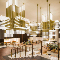 Lustre moderne en acrylique géométrique, grand luminaire suspendu personnalisé pour hall d'hôtel, réception, salon