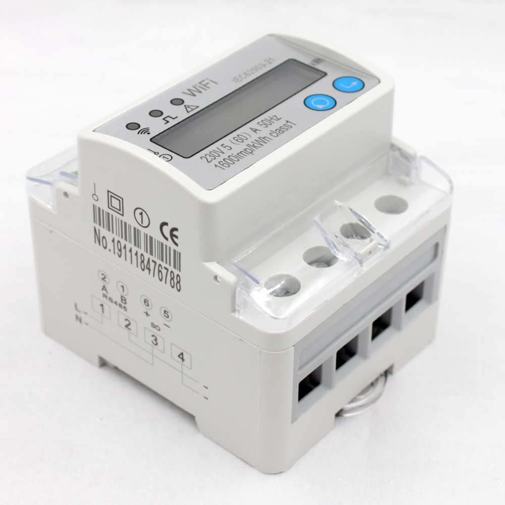 1 фаза интеллектуальная беспроводная (Wi-Fi) счетчик энергии и 230V 5(60) modbus однофазный din-рейку энергии на din-рейку кВтч счетчик энергии Wi-Fi