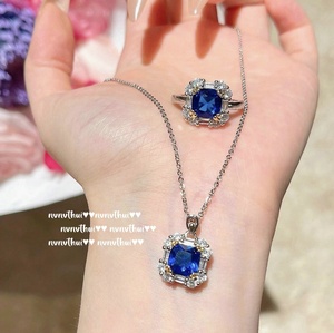 สร้อยคอไพลินทรงหางปลาเก๊กฮวยรูปหางปลาสีฟ้า18K แหวนเซอร์คอนน้ำตาลทะเลน้ำลึกสำหรับงานแต่งงาน - Product Image 5