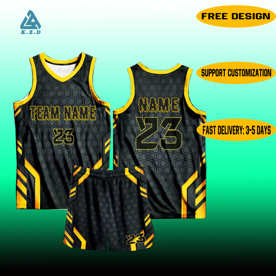 Black Gold Basketball Jersey Custom Sublimation Design
