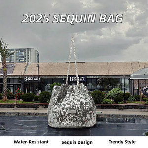 2025 Summer New Fashionable Women's <b>Sequin</b> Shoulder <b>Bag</b> PU Leather Polyester Personalized Chain Waterproof Feature Popular - Product Image 2