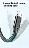 Câble de chargement USB rapide 3-en-1 Cordon de chargeur universel multifonction Type-C/Android Tresse de veste en nylon pour écouteurs d'ordinateur