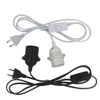 Cordon d'alimentation E27 avec interrupteur, câble suspendu de 1,8 m, douille à vis EU à dents complètes pour luminaire suspendu, adaptateur de prise d'ampoule