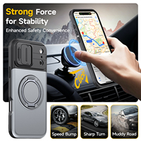 Funda Deslizante para Cámara de Coche para iPhone 17 Pro Max con Soporte y Ranura para Tarjetas, Funda Antigolpes para iPhone 17, 17 Pro, 17 Air