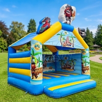 WINSUN - Casa de Brinco Inflable Personalizable con Temática Pirata, Casa de Brinco para Niños, para Fiestas en Interiores y Exteriores