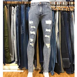 GZY Top design Mens's Blue Ripped Denim Jeans In Stock