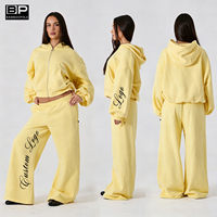 Ensemble de survêtement 2 pièces en molleton bouclette avec logo personnalisé, veste à capuche et pantalon évasé taille haute, survêtement d'automne pour femme