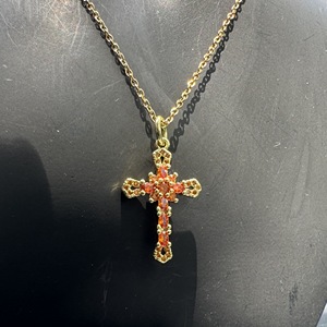 Collana retrò 18K PVD placcato in <span class=keywords><strong>oro</strong></span> chiaro con zircone incrociato alla moda a catena in acciaio inossidabile con croce in zirconio cubico - Product Image 6