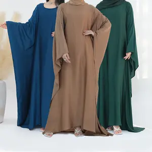 Loriya dernière conception Abaya Dubai couleur unie fermée Abaya robes pour femmes musulmanes avec ceinture à nouer à l'intérieur robe en soie abaya dubai