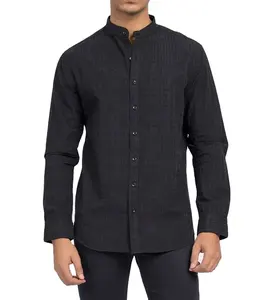 Linen Dress Shirts 2023 Hot Selling Long Sleeve Plus Size Button Down for Men Purple Black Casual Plain Business Smart OEM