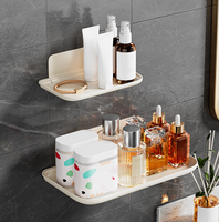 Étagère de rangement murale pliable en plastique PP, sans perçage, pour salle de bain, organiseur de vêtements, plateau adhésif sans perforation