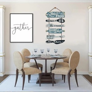 Décoration <span class=keywords><strong>murale</strong></span> personnalisée Bless Food Us Farmhouse, collage Art Déco en bois, 6 panneaux, grande enseigne <span class=keywords><strong>murale</strong></span> suspendue avec corde - Product Image 5