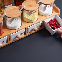 Ensemble d'étagères de cuisine en bambou, support réglable pour bocaux en verre, double niveau pour le rangement des épices, contenants à épices, bouteilles à assaisonnement, plateau de tiroir CNLF