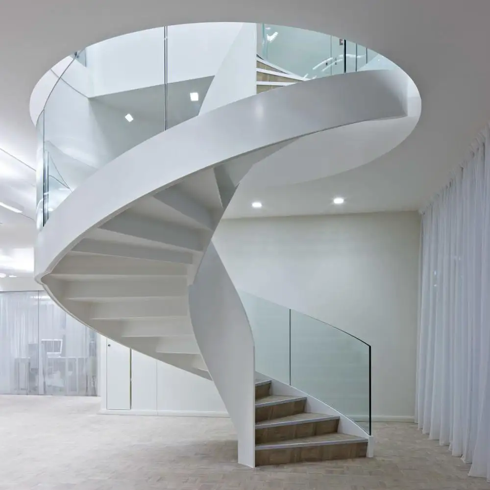 단철 골동품 계단 디자인 다락방 나무 나선형 계단 유리 난간