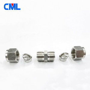 Raccords de compression à double embout en acier inoxydable 304 316L, diamètre extérieur du tube 1/8\", 1/<span class=keywords><strong>4</strong></span>\", <span class=keywords><strong>3</strong></span>/8\", 1/2\", connecteurs droits - Product Image 1