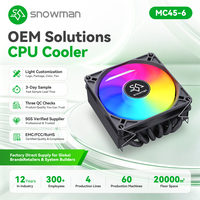 SNOWMAN Vente en gros Nouveau refroidisseur d'air mince MC45 ARGB, hauteur 45 mm, 6 caloducs, ventilateur silencieux 90 mm, design à profil bas pour processeurs Intel AMD