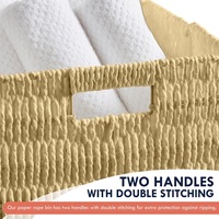 Panier de rangement en osier pour la maison, étagère de rangement, panier pliable, corde de papier naturelle tissée à la main, panier de rangement avec poignées