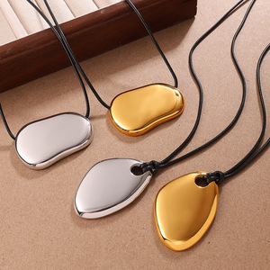 Gold Plated Stainless Steel Pendant <b>Necklace</b> 86cm Length 33.1mm Irregular Shape Unisex Jewelry Gift Classic Style - Product Image 2