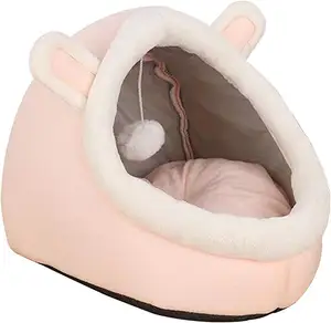 Cat Bed Cozy Cave Soft Textile Cotton Cute Pet House Washable Removable For Cats And Small Dogs 4 Seasons Warm Pet Bed