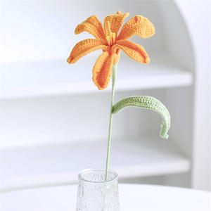 Nouvelles fleurs artificielles en coton faites à la main, crochet, alstroémera, bouquet de lys péruviens tricotés, décoration d'intérieur, cadeaux de Noël, fleurs au crochet - Product Image 6