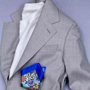 Custom Light Grey 100% <strong>Wool</strong> Breathable Business Suits Set Bespoke Single/<strong>Double</strong> Breasted Italian Notched Lapel Half Woolen - Product Image 5