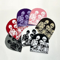 Bas quantité minimale de commande fabricants de bonnets personnalisés partout impression Jacquard Y2K gothique sans manchette pli sans manchette hiver crâne casquette tricot chapeau avec Logo