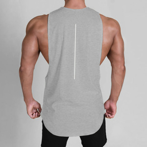 Camiseta sin mangas de fitness para hombre, de mezcla de algodón tejido, con estampado láser y sin necesidad de planchado |   Camiseta Deportiva Elástica de Secado Rápido |   Ropa Deportiva y para Actividades al Aire Libre de Verano - Product Image 4
