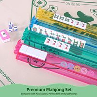 Jeu de Mahjong américain de 166 tuiles avec 4 supports/poussoirs, 3 dés, 100 jetons de monnaie et sac de transport noir