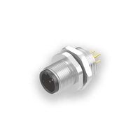 Fábrica al por mayor CE RoHs M12 5P enchufe blindado chapado en oro montaje en Panel trasero soldadura IP67 impermeable M12 D código 5pin conector PCB